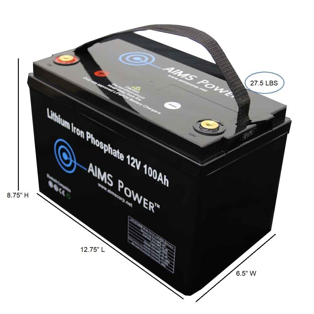 AIMS LFP12V50A LiFePO4 50Ah 12V Deep Cycle Lithium Battery