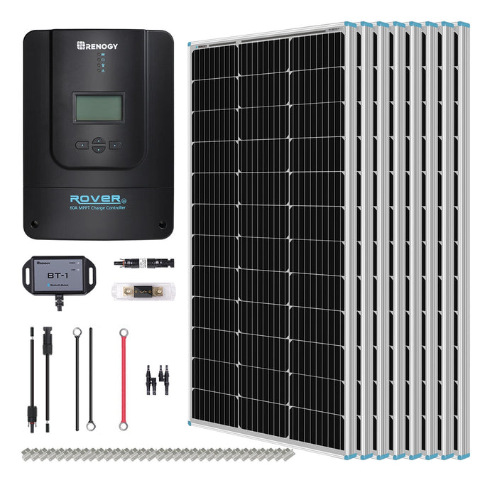 800W 12V/24V Monocrystalline Solar Premium Kit w/Rover 60A Charger Controller