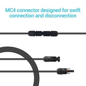 Solar Panel Extension Cable with Male to Female Solar Connectors (Single)