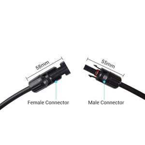 Solar Panel Extension Cable with Male to Female Solar Connectors (Single)