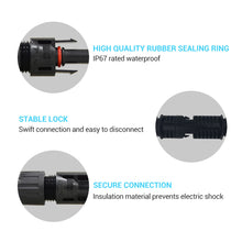 Load image into Gallery viewer, Solar Panel Extension Cable with Male to Female Solar Connectors (Single)