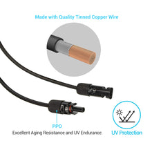 Load image into Gallery viewer, Solar Panel Extension Cable with Male to Female Solar Connectors (Single)