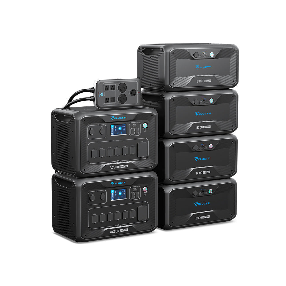 BLUETTI 2*AC300 + 4*B300 + 1*P030A | Home Battery Backup Power, Grid-tied Whole Home Battery Backup 2*AC300+4*B300 ( Free P030A )