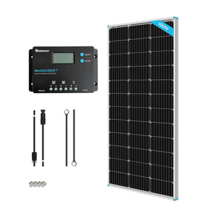 100W 12V Monocrystalline Solar Starter Kit w/Wanderer 10A Charge Controller