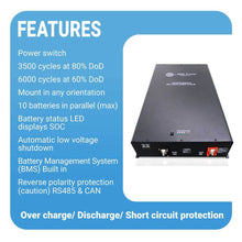 Load image into Gallery viewer, Off-Grid / Backup 8000 Watt 48V Pure Sine Inverter/Charger [Split Phase] 120/240V + + 48V 150Ah LiFePO4 Battery (7.2KwH)