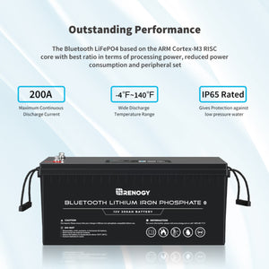 Renogy 12V 200Ah Lithium Iron Phosphate Battery w/ Bluetooth