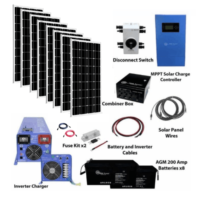 Complete Off Grid Solar Kit 1,600 Watt Solar 6,000W 48VDC 120/240 Inverter/Charger | [OGK-4]