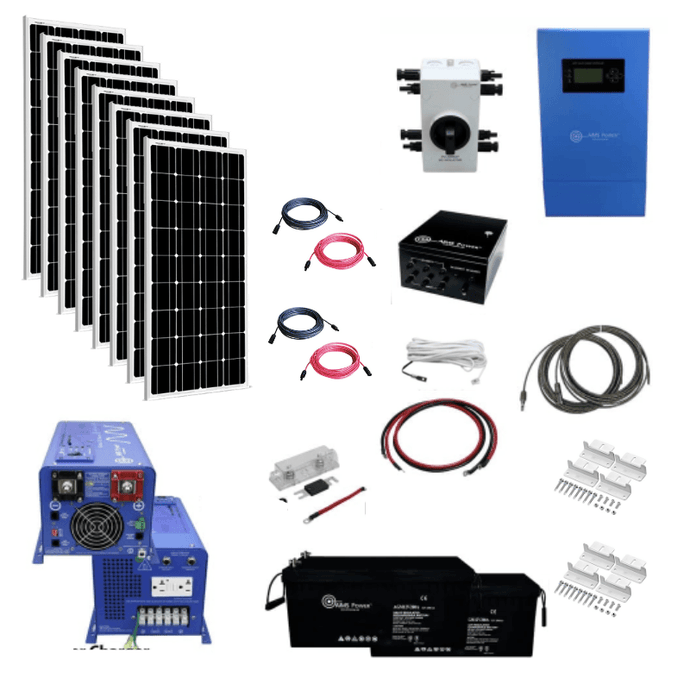 Complete Off Grid Solar Kit 1,600 Watt Solar 2,000W 48VDC To 120VAC Inverter / Charger | [OGK-5]