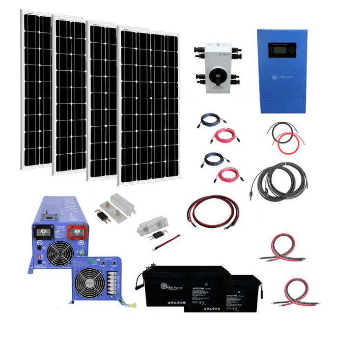 Complete Off-Grid Solar Kit 4,000W 48VDC Inverter/Charger 120/240VAC +  800 Watts Solar / 4 x 200W Solar Panels | [OGK-7]