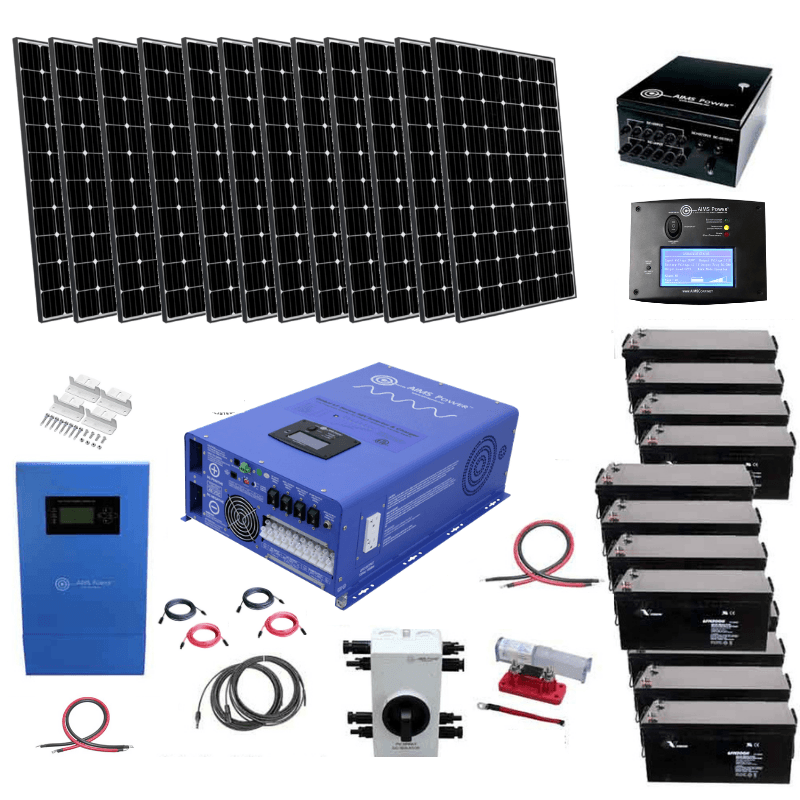 Complete Off-Grid Solar Kit - 12,000W 48VDC Inverter/Charger 120/240 O –  Emergency Energy Solution