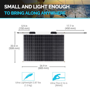 50 Watt 12 Volt Flexible Monocrystalline Solar Panel