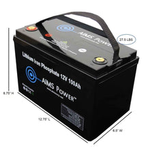 Load image into Gallery viewer, AIMS Power 12V LiFePO4 Lithium Iron Phosphate Battery | LFP12V100AB
