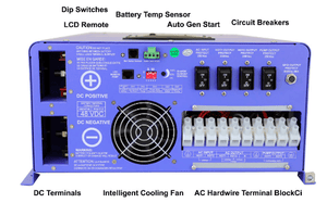 Off Grid / 3840 Watt Solar Back Up 12000 Watt Pure Sine Inverter charger 120V / 240V & 48V Lithium Battery Kit