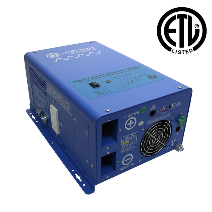 Aims Power- 3000 Watt Pure Sine Inverter Charger - ETL Listed to UL 458